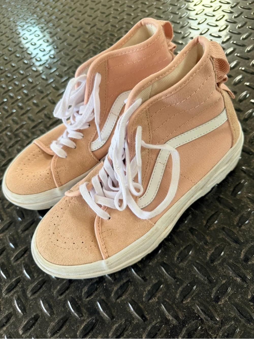 Vans Peach High-Top Sneakers with White Stripe - Women's